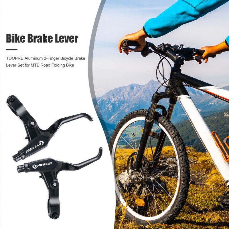 TOOPRE Aluminum 3-Finger Brake Lever Set for MTB Road Folding Bike (Black) Newly