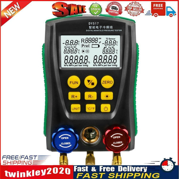 DY517 Pressure Gauge Refrigeration Digital Vacuum Pressure Manifold Tester Newly