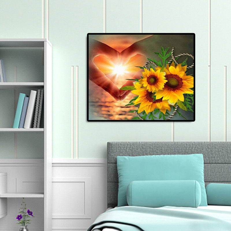 5D Full Round Diamond Painting Sunflowers Cross Stitch Embroidery Picture Kit