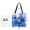 Blue flowers and birds Printed Shoulder Shopping Casual Large Tote Handbag