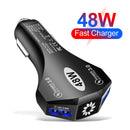 Dual USB QC3.0 48W Car Charger Mobile Phone Fast Charging Adapter (Black) Newly