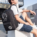 Fashion Men Luminous USB Charge Backpack Preppy School Pen Bag Gift (Black)