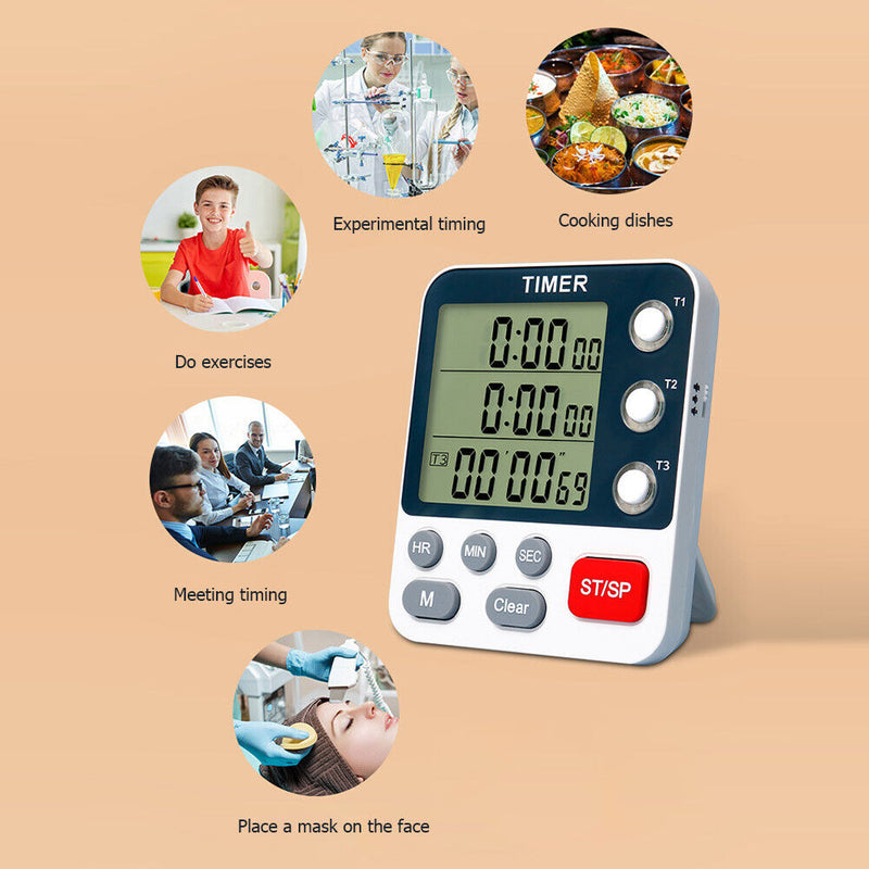 Magnetic Digital Timer Count Up Countdown Cooking Alarm Clock Kitchen Tools