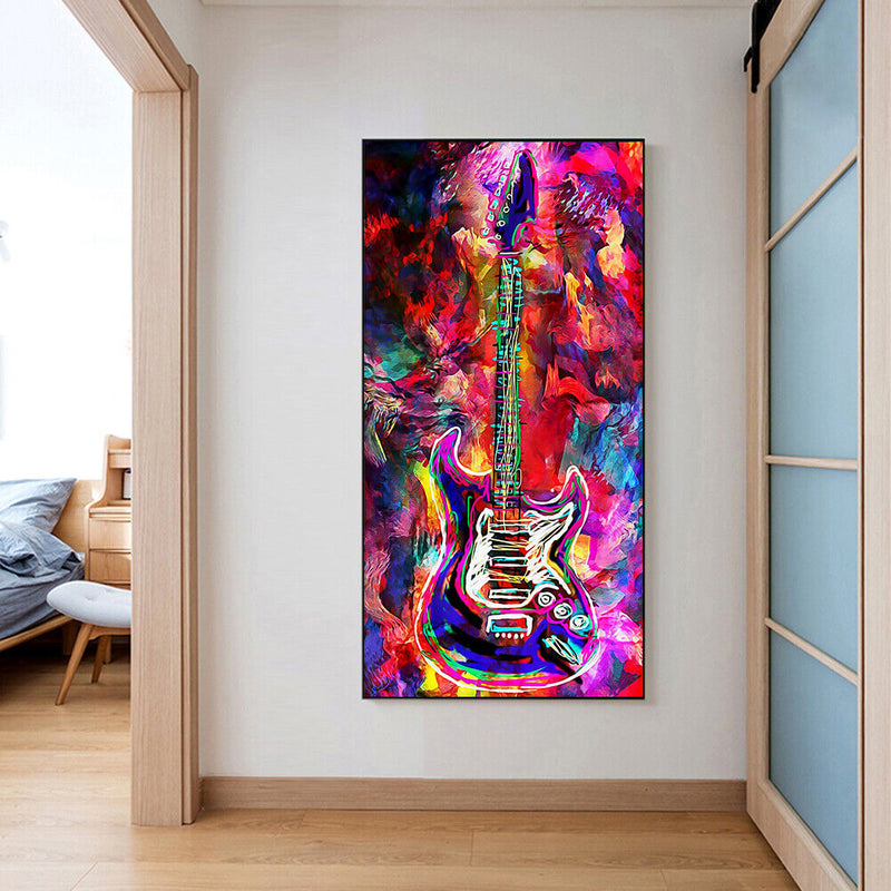 Abstract Guitar Oil Paint By Numbers Kit DIY Handpainted on Canvas Wall Unframed