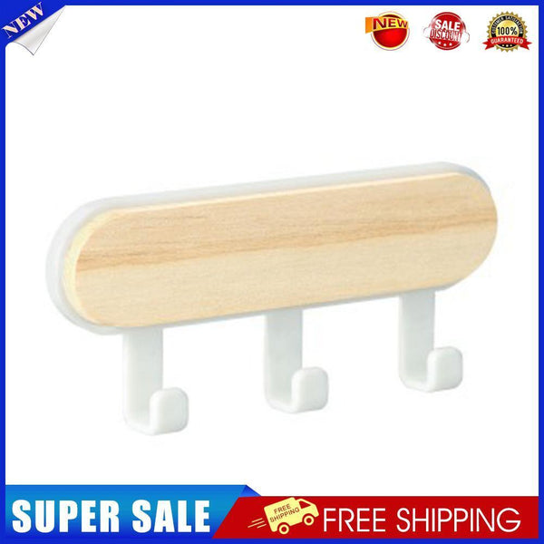 Wooden Wall Hanger Hook Key Holder Kitchen Organizer Storage Rack (3 White)