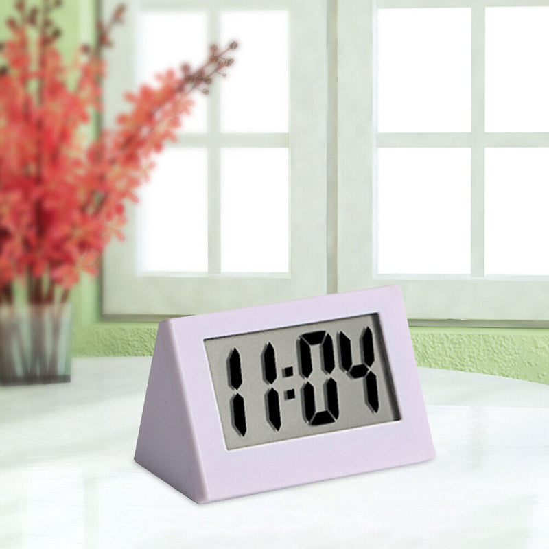 Mini LCD Digital Electronic Desktop Time Clocks Silent Desk Clocks (White)