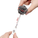 ID Name Card Anti-Lost Clip Badge Reel Rose Shape Badges Holder Key Ring