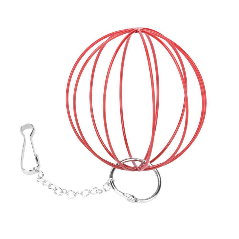 Stainless Steel Plating Pet Hay Manger Food Ball Rabbit Grass Rack (Red)