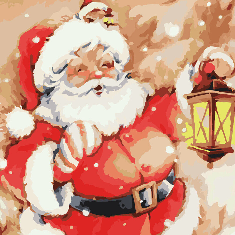 Hanging Santa Framed Picture Oil Paint By Numbers Hand Painted Picture Kid Gifts