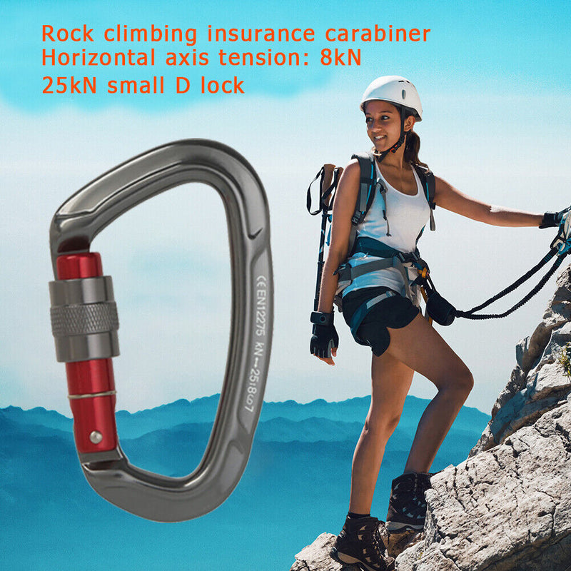 Aluminum Carabiner Outdoor Camping Climbing Hammock Lock Buckle (Grey) Newly