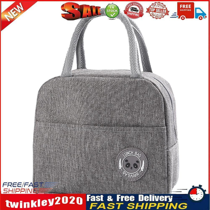 Waterproof Patch Lunch Bag Thermal Insulated Cooler Bento Case Tote (Grey) Newly