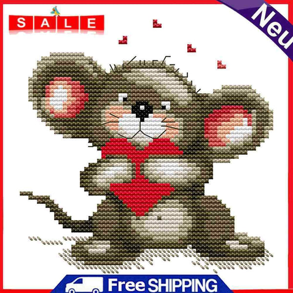 Partial Embroidery 14CT DIY Big Ears Animal 2 Strands Kit Stamped Cross Stitch