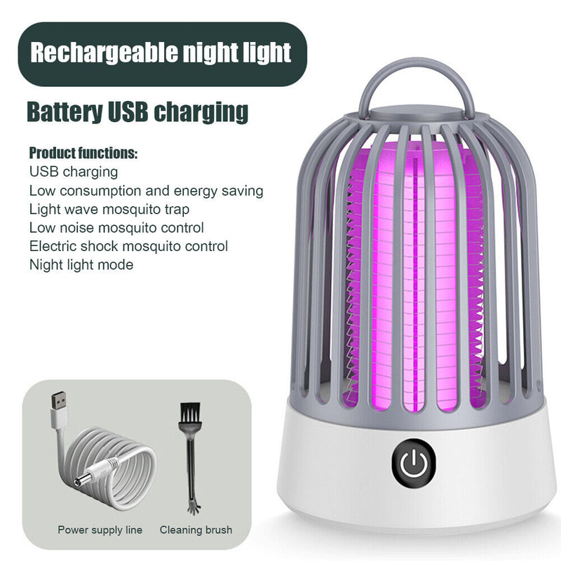 Electric Mosquito Killer USB Charging Bug Zapper Insect Fly Trap (Grey) Newly