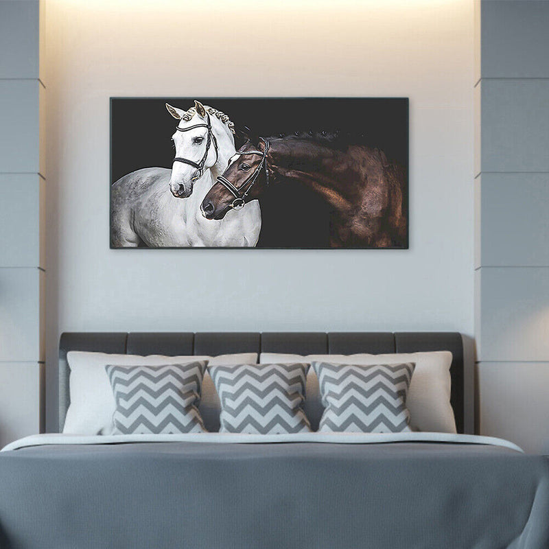 Two Horses Oil Paint By Numbers Kits DIY Handpainted on Canvas Gift Unframed