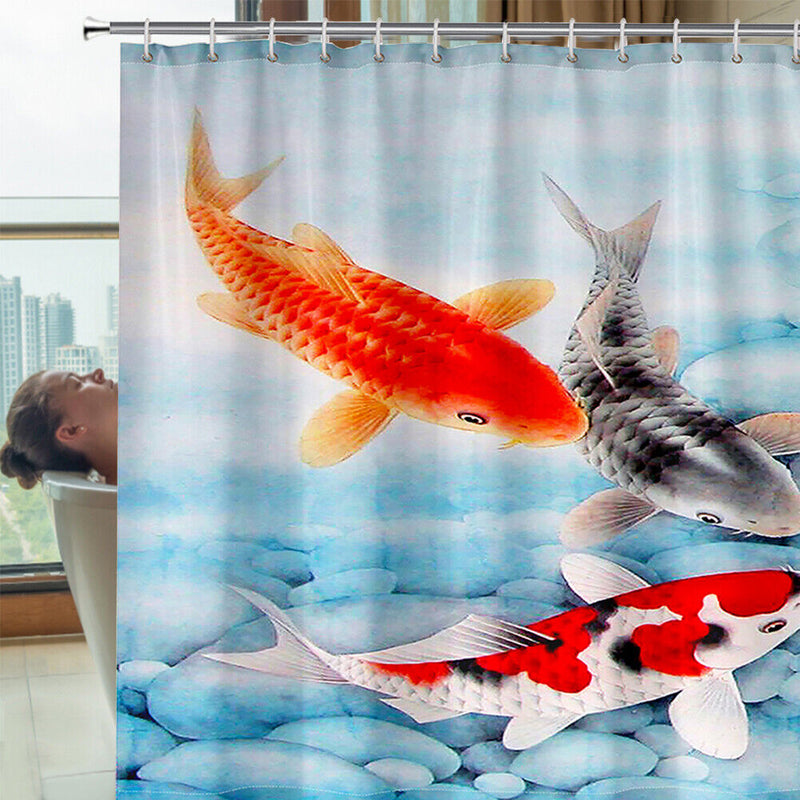 Fish Print Shower Curtains Polyester Waterproof Bathroom Home Decor 180x180