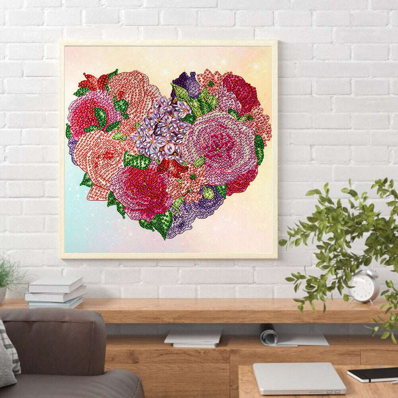 Part Special Shaped Drill Diamond Painting 5D Flower Heart Handiwork Mosaic Kit