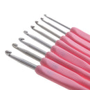 8 sizes Soft Plastic Handle Home Aluminum Crochet Knit Hook Needle  Pink