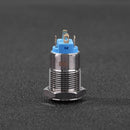 12mm Self-locking LED Metal Switch Instantaneous Waterproof Button (Blue)