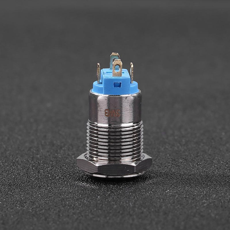 12mm Self-locking LED Metal Switch Instantaneous Waterproof Button (Blue)