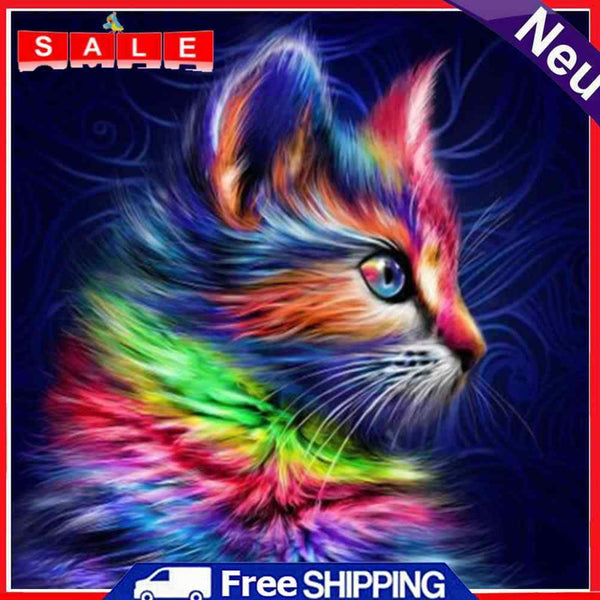 Round Diamond Painting DIY Embroidery Home Decor Mosaic Cat Cross Stitch Gift
