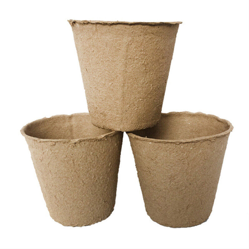 50pcs Round Paper Pulp Peat Flower Pot Plant Flower Biodegradable Nursery Cups