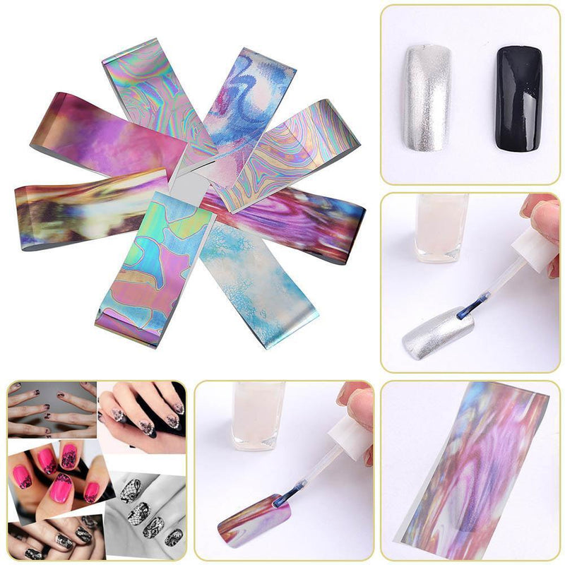 12pcs/set Starry Sky Shell Paper Transfer Print Gradual Ripple Nail Pasters