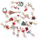 Style Christmas Key Chains Enamel Keychains Lobster Buckle Snowman Bell Tree