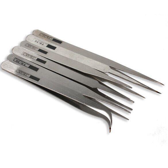 6pcs Industrial Tweezer Maintenance Repair Tool Kit TS10-15