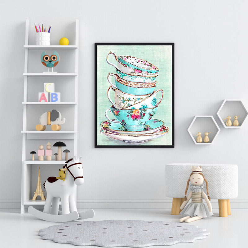 Tea Cup Drawing Frameless DIY Oil Paint by Numbers Canvas Home Decoration