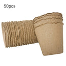 50pcs Round Flower Pot Paper Pulp Peat Biodegradable Planter Flower Nursery Cups
