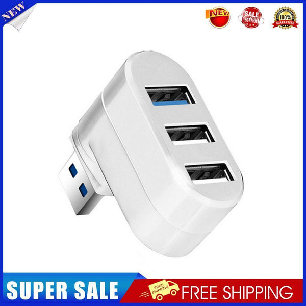 Mini Rotatable 3 Port USB Hub U Disk Reader Splitter for PC (USB 3.0 White)