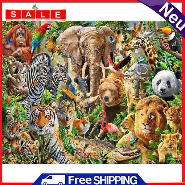 5D DIY Animals Full Round Drill Mosaic Diamond Painting Picture Rhinestone Craft