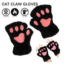Cat Paw Gloves Durable Plush Cat Paw Fingerless Faux Fur Gloves (Black) Newly