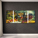 3 Panels Table Fruits Wine Oil Paint By Numbers Kits DIY Handpainted on Canvas