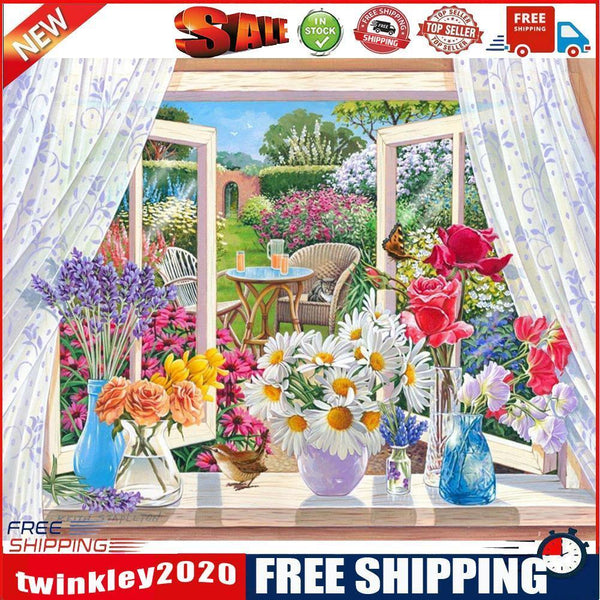 Painting By Numbers Kit DIY Flowers Vase Canvas Oil Picture Wall Artwork