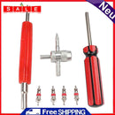 Dual Single Head Valve Core Remover+4pcs Valve Core+4-Way Tire Remover Tool