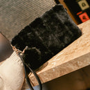 Women Clutch Fur Plush Bag Casual Handbag Purse Winter Crossbody Bag(Black)