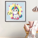 Full Drill DIY Round Diamond Painting Cartoon Color Horse Cross Stitch Kit Newly