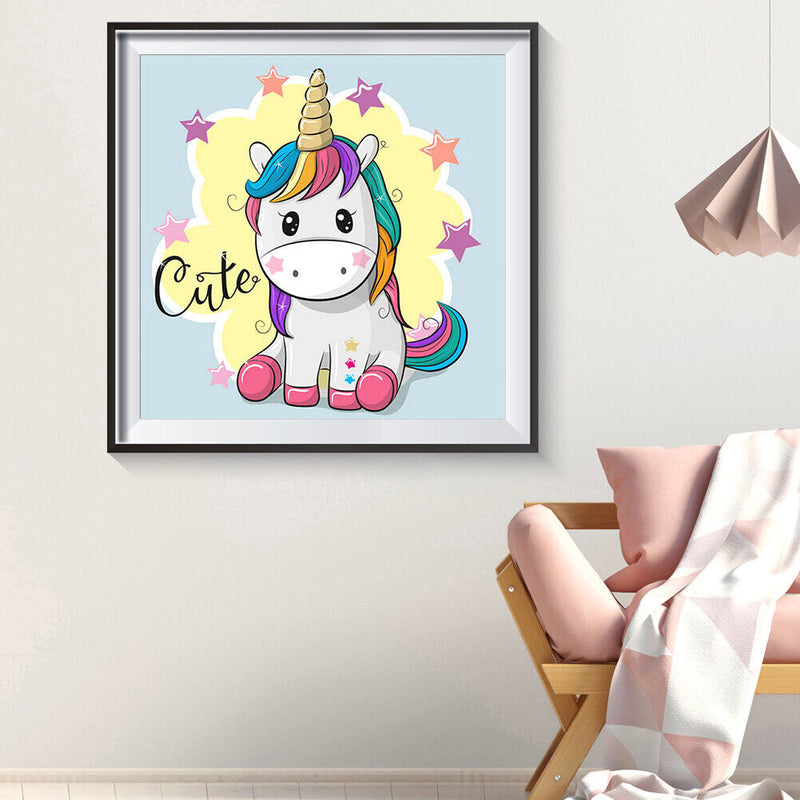 Full Drill DIY Round Diamond Painting Cartoon Color Horse Cross Stitch Kit Newly