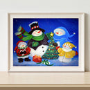 50x40cm 5D DIY Full Round Drill Diamond Painting Snowman Family Home Art Decor