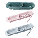 Telescopic Sink Shelf Soap Sponge Holder Drainer Storage Basket (Green)