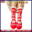 Non-slip Women Xmas Print Calf Length Socks Warm Fleece Cotton Comfortable Socks