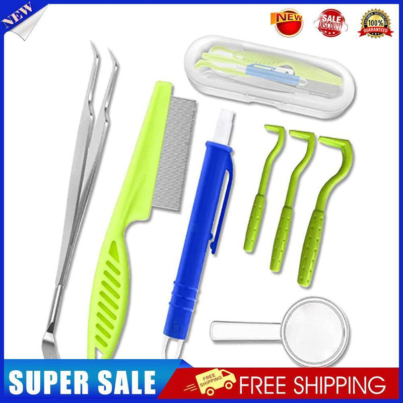 7x Pet Mites Flea Puller Insect Clip Cat Dog Cleaning Tick Tweezer (Green)