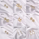 Fashion Party Copper Petal Opal Circle Ear Stud Dangle Earrings Ear Nail