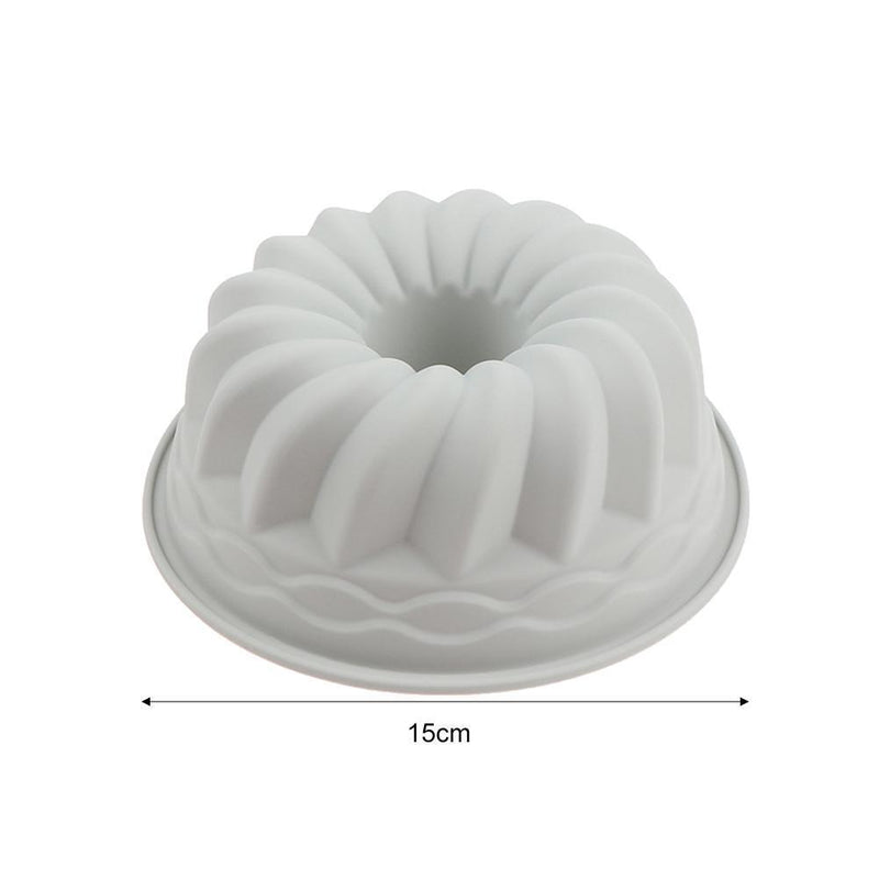 Silicone Cake Molds 6 inch Round Spiral Savoirin Pan Baking Tray (Blue A)