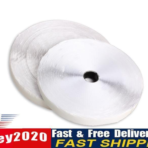 2 Rolls Self Adhesive Magic Hook Rough Loop Tape Fastener 25m White Newly