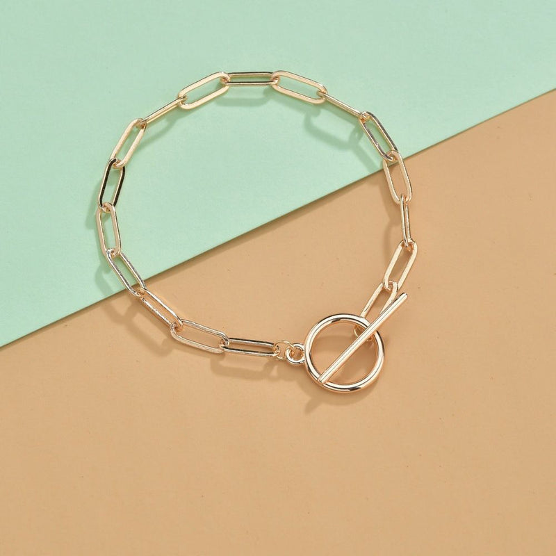 Wrist Stainless Steel Geometric Shape Toggle Clasp Bracelet OT Buckle Chain