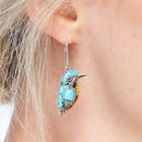 Girls Metal Turquoise Jewelry Gifts Pendant Ear Hoop Ear Dangle Bird Earrings