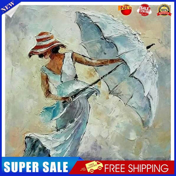 20X20cm Frameless Oil Paint By Numbers Picture DIY Painting (Umbrella Girl)