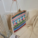 Women Linen Shoulder Bag Retro Ethnic Large Capacity Tassels Tote Travel Handbag